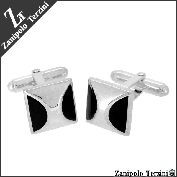 【Zanipolo Terzini/ザニポロタルツィーニ】ブラック シェル シルバー カフスボタン Zanipolo Terzini/ザニポロタルツィーニ】ブラック シェル シルバー