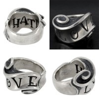 ★ 送料無料 ★【RAT RACE(ラットレース)】メッセージオンリボン/ラブ シルバーリング 7〜30号|メンズアクセサリー