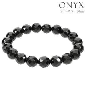 オニキス カット ブレスレット 10mm 17.5〜19.5cm M〜LL サイズ 天然石 パワーストーン 瑪瑙 黒 ブラック ブラックオニキス 腕輪 数珠|天然石・パワーストーン