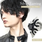 ジオメトリック シルバー ピアス 1P 片耳用 シルバーアクセサリー メンズ 男性用 シルバー925 ジルコニア CZ 幾何学的 メンズピアス 男性用ピアス|メンズアクセサリー