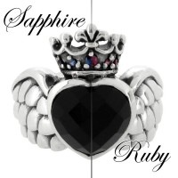 ★ 送料無料 ★【GRAN DEUR】クラウンハート ルビーorサファイア シルバーリング(9〜17号)|メンズアクセサリー