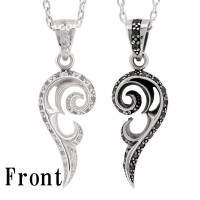 ★ 送料無料 ★ ジルコニア/ハート シルバー ペアネックレス|ペアアクセサリー・ブライダル