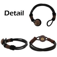 【...andMeat./アンドミート】 レザーブレスレット ダメージ加工 レザーレース コンチョ ブラウン ブラック レザー ブレスレット|メンズアクセサリー