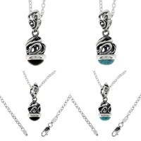 ★ 送料無料 ★【Sploosh(スプルーシュ)】T-63 オニキス ターコイズ 透かし シルバーネックレス |メンズアクセサリー