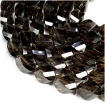 【スモーキークォーツ 10×7mm】 天然石 ビーズ(ツイストカット) 4玉セット|天然石・パワーストーン