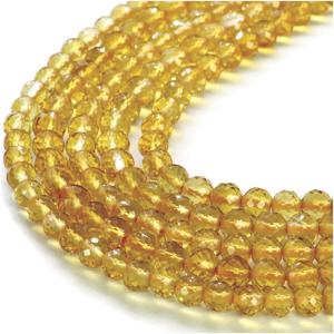 【シトリン 4mm】 天然石 ビーズ(ミラーカット) 10玉売り天然石|天然石・パワーストーン