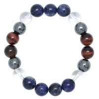 10mm 17.5cm〜18.5cm レッドタイガーアイ ヘマタイト ソーダライト 水晶 ブレスレット (メンズM〜Lサイズ) 天然石 パワーストーン ブレスレッド メンズ お守り Men's Bra