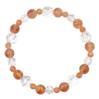 7mm 17cm サンストーン スターカット水晶 ブレスレット (レディースMサイズ) 天然石 パワーストーン サンスト-ン ブレスレッド レディース オレンジ|天然石・パワーストーン