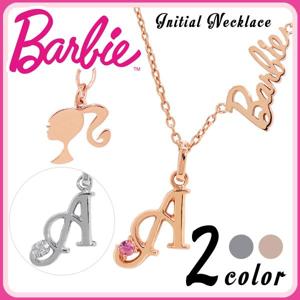 《Barbie》国内生産イニシャル&バービーロゴ・シルエット 天然ダイヤモンド,ピンクトルマリン 選べる2カラーシルバー ネックレス【アリゼ】シルバー アクセ レディース ネックレス 女性 ペンダント