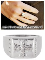 プラチナリング 13〜23号【送料無料】リリィ クロス ダイヤモンド Pt900|メンズアクセサリー
