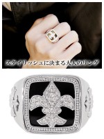 プラチナリング 13〜23号【送料無料】フレアリリー  ダイヤモンド オニキス Pt900|メンズアクセサリー