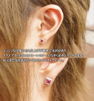 【SAITAL】スクエアストーン シルバーピアス|メンズアクセサリー
