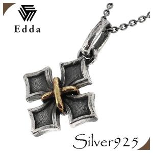【送料無料】【Edda エッダ】 Tied Cross シルバーネックレス|メンズアクセサリー