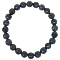 7.5mm 16.5cm 高品質 ブラック ラブラドライト ブレスレット