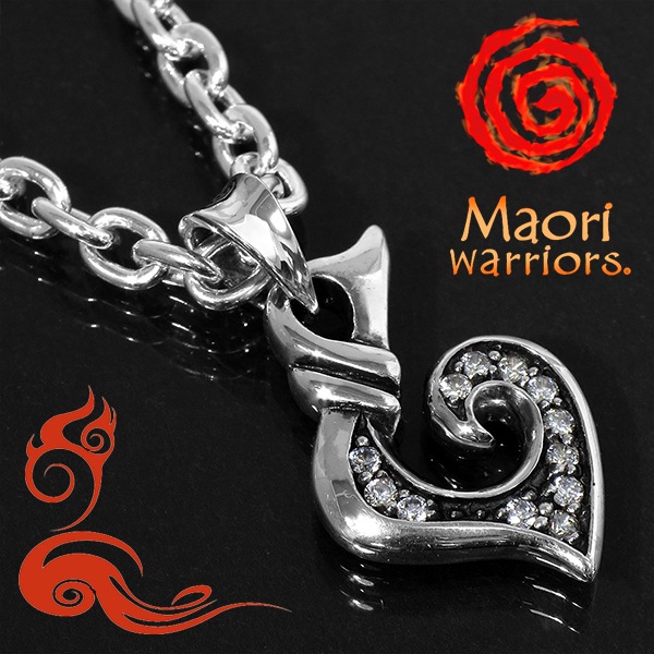 Maori warriors Love 愛 シルバー チャーム メンズネックレス