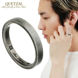 Quetzal フラットリング 格言 メッセ―ジ リング 指輪 7〜24号 シルバー 925 ブラックダイヤモンド アンティーク ヴィンテージ ゴシック ロココ シルバーリング メンズ レディース 男