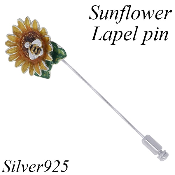 サツルノ ひまわり ミツバチ シルバー ラペルピン 向日葵 蜂 ハチ 花 ピンブローチ タイニーピン タックピン 銀装飾 ブランド saturno サツルノ ひまわり ミツバチ シルバー ラペルピン 向日葵 蜂 ハチ 花