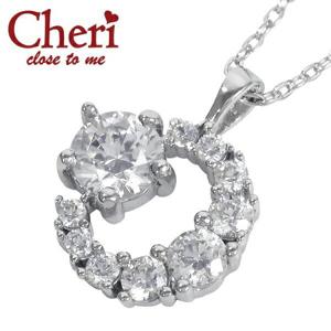 Cheri ムーン シルバー ネックレス ジルコニア  大粒 シルバー925 月 星 スーパーCZ キュービックジルコニア ペンダント ブランド プレゼント|レディースアクセサリー