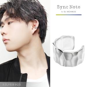 Dr MONROE ドクターモンロー シンクノート シルバー ウェーブ イヤーカフ 1P 片耳用 シンプル 打ち目 槌目 シルバーイヤーカフ ブランド メンズ|メンズアクセサリー