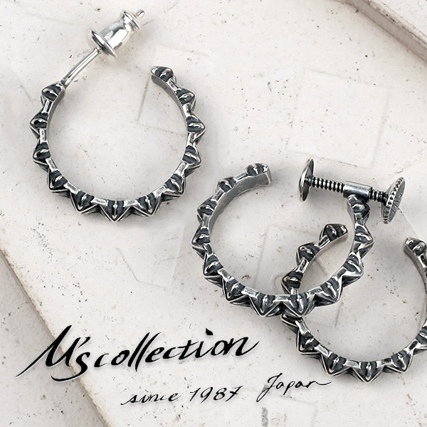 M's collection エムズコレクション トリプル X スタッズ フープ ピアス イヤーカフ イヤリング 1P 片耳 エムズ メンズ レディース