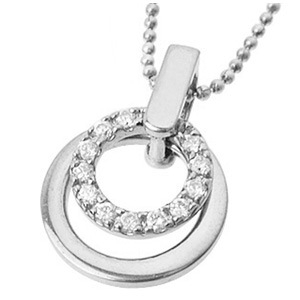 with me ラインストーン ダブル サークル ネックレス シルバー