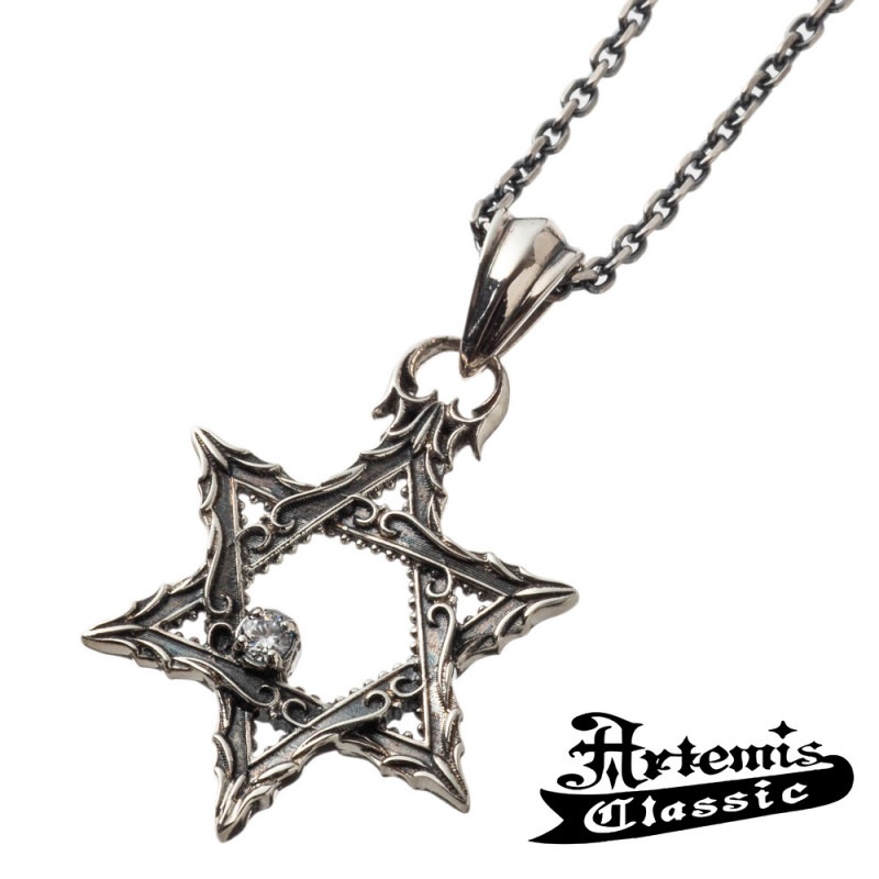アルテミスクラシック アンティークヘキサグラムペンダント Artemis Classic チェーン付 シルバーネックレス スター 星 ヘキサグラム