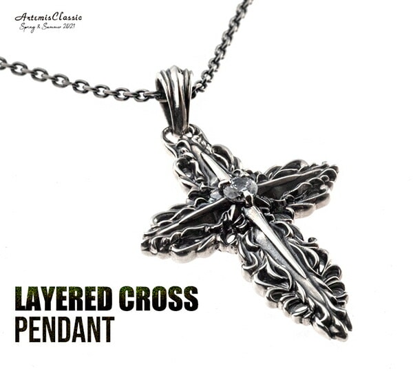 アルテミスクラシック クロスネックレス SILVER925 50cm CZ 豪華