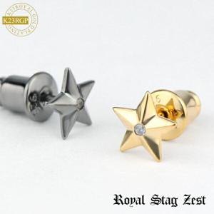 選べる2カラー ミニ スター スタッドピアス 1P 片耳用 シルバー925 23金 K23RGP ゴールドカラー 金 ブラック 黒 ジルコニア 星 メンズ|メンズアクセサリー