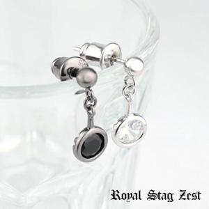 選べる2カラー 揺れる 一粒ジルコニア スタッドピアス 1P 片耳用 シルバー925 ロジウム ホワイト クリア ブラック 黒 ジルコニア 星|メンズアクセサリー