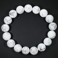 超極希少品 天然 ハウライト (マグネサイトではない) ブレスレット 21mm玉 超極希少品 天然 ハウライト (マグネサイトではない