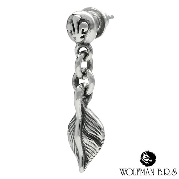 フェザー チャーム ピアス 1P 片耳用 シルバー925 ウルフマンBRS