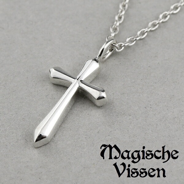 マジェスフィッセン 小さな クロス シルバー ネックレス チェーン付き