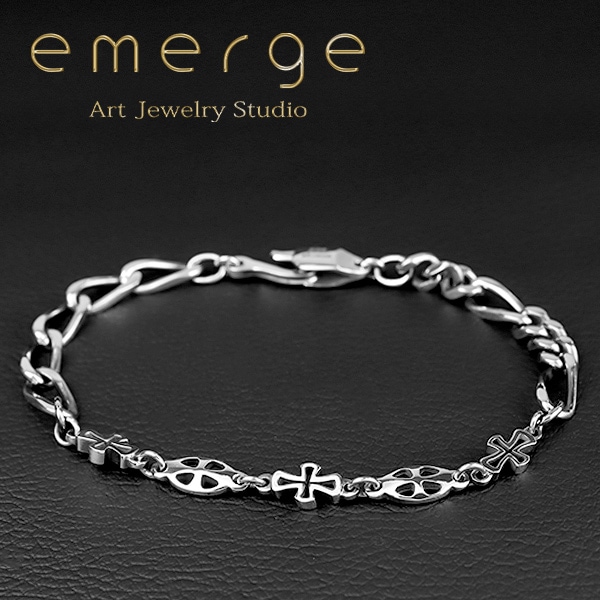 emerge エマージュ クロス チェーン ブレスレット S～Lサイズ シルバー