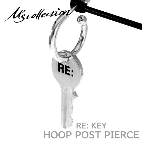 M's collection エムズコレクション RE: キー フープ ポストピアス 1P 片耳用 鍵 フープピアス ハーフフープ ピアス メンズ レディース
