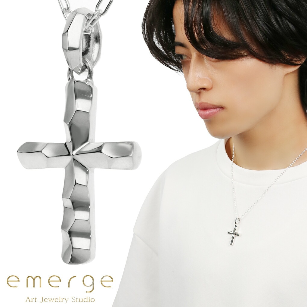 emerge ランダム エッジ クロス ラージ ネックレス ペンダント 