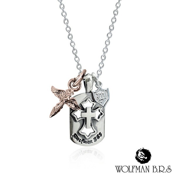 ウルフマン エンジェル クロス チャーム ドッグタグ ペンダント