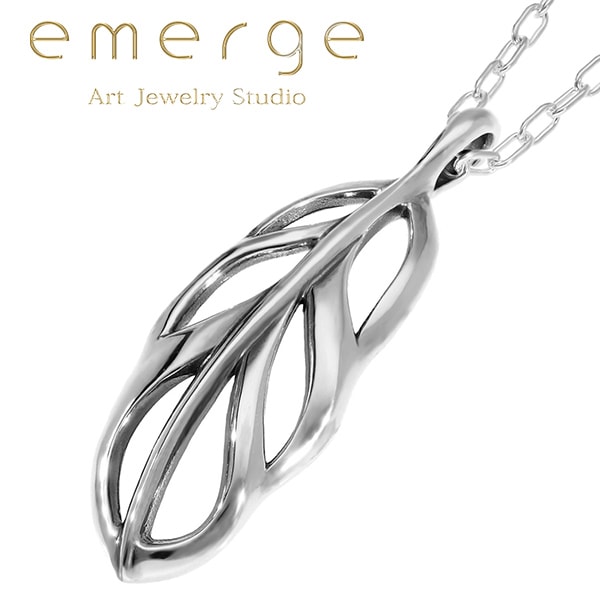 emerge エマージュ スケルトン フェザー ペンダント M チェーン付き 