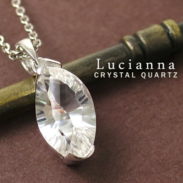 Lucianna 天然 クリスタル クォーツ スクリュー マーキス ネックレス