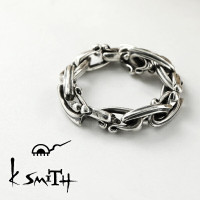 ハンドメイド　シルバーリング　14号　Charch jewelry K-SMITH デザイン チェーン リング 12～20号 シルバーアクセサリー