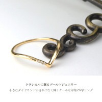 選べる3カラー K18 ゴールド ダイヤモンド V字 リング 7～11号