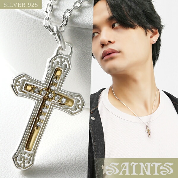 SAINTS セインツ Revive Us Again コプラクロスネックレス(チェーン 