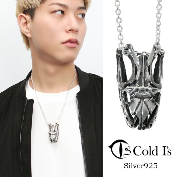 Cold I's アミメニシキヘビ スカル ペンダントトップ ネックレス