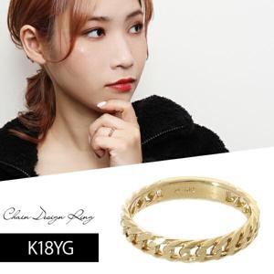 チェーンデザイン K18 イエローゴールドリング 5号〜21号 指輪 リング 喜平 チェーン チェーンリング 18金 18K レディースリング|レディースアクセサリー