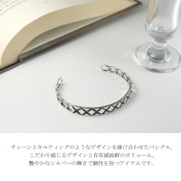 キルティング バングル ブレスレット 腕輪 シルバー925 銀 シルバー