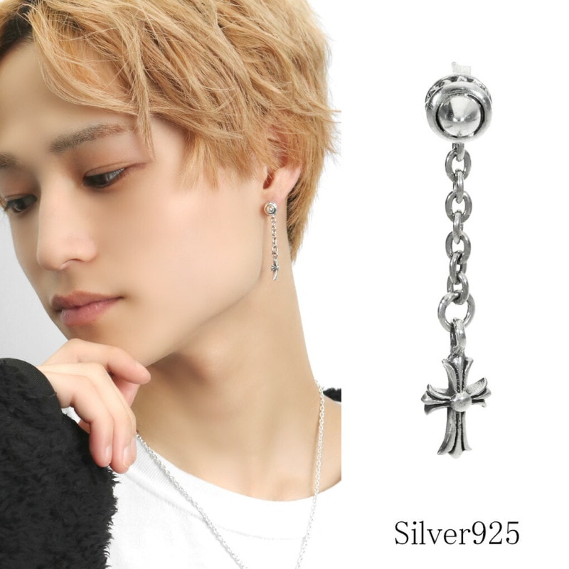 フレアクロス チェーンピアス 1P 片耳用 ピアス シルバー925 ロング