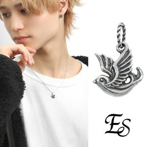 Es オールドスクールタトゥー スワロー ペンダントトップ チャーム シルバー925 鳥 ツバメ タトゥー シルバーアクセサリー シルバー 銀 メンズ|メンズアクセサリー