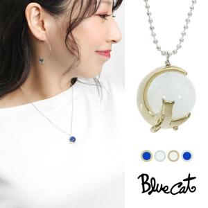 Blue Cat 三日月 猫 レインボームーンストーン ラピスラズリ ペンダント ネックレス シルバー925 ゴールド ねこ ネコ キャット 猫好き 上品|メンズアクセサリー