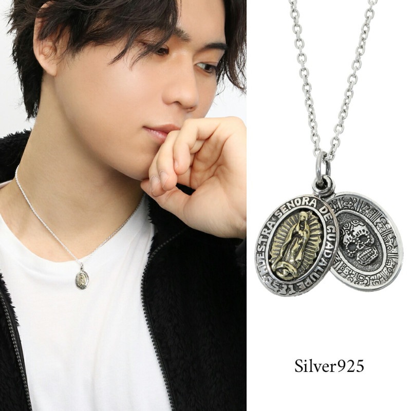 3D(立体)彫刻マリアメダルネックレス｜Silver925｜シルバー925 シルバー925 マリアネックレス コインネックレス レザーチョーカー