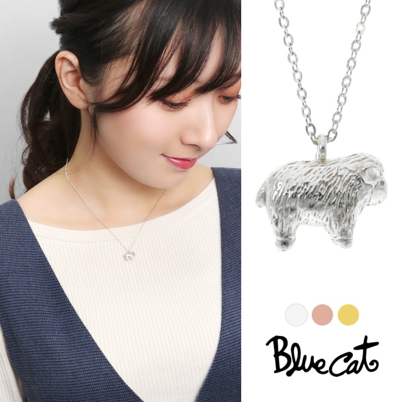 Blue Cat 羊 ミニチュア ペンダント ネックレス シルバー925 動物