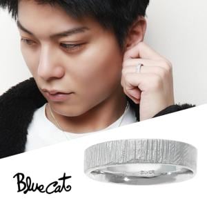 Blue Cat つや消し スクラッチ模様 リング 指輪 13〜20号 シルバー925 シルバー 銀 シンプル 無骨 細め かっこいい スタイリッシュ 大人 きれいめ|メンズアクセサリー